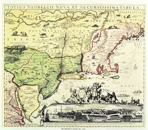 La mappa Restitutio-Allardt di New Amsterdam, incisa e pub. da Carolus Allardt, 1673