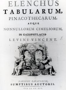Pagina del titolo per Elenchus Tabularum di Levinus Vincent, pubblicato nel 1719