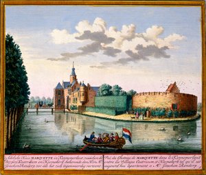Vista della Casa Marquette, Kennemerland, da Het Zeganpralent Kennemerlant di Hendrick de Leth e Matthias Brouerius Van Nidek, pubblicato c.1700-30 da Dutch School