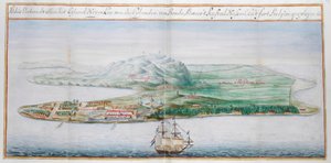 Veduta di una delle isole Banda da Dutch School