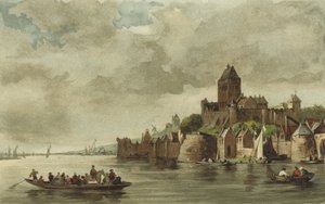 Veduta del Castello Valkhof, Nimega da Dutch School