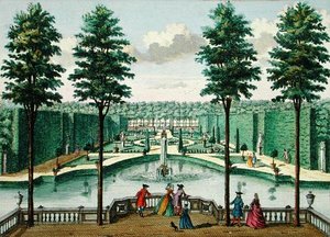 Veduta del giardino dalla casa, Watervliet, da Het Zeganplant Kennemerlant, di Hendrick de Leth e Matthias Brouerius Van Nidek, pubblicato c.1700-1730