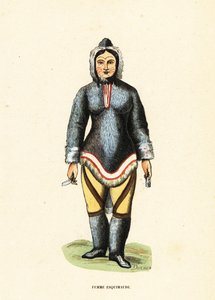 Donna Inuit con tatuaggi facciali, Fiume Mackenzie, Yukon, Canada da Duverger Duverger