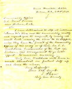 Lettera di E. A. Carr, Helena, Arkansas, al comandante delle forze navali statunitensi vicino a Helena, Arkansas, 2 ottobre 1862