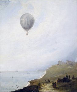 Mongolfiera sopra le scogliere, Dover, 1840 da E.W. Cocks