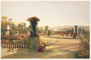 Il Parterre, giardini di Trentham Hall, pub. da Thomas McLean da E. Adveno Brooke