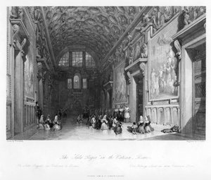 La Sala Regia in Vaticano, Roma, XIX secolo da E. Challis