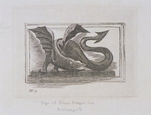 Insegna della locanda del Drago Verde, Bishopsgate, Londra, 1871