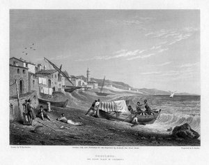 Cogoleto, il luogo di nascita di Colombo, Italia, 1828 da E. Finden