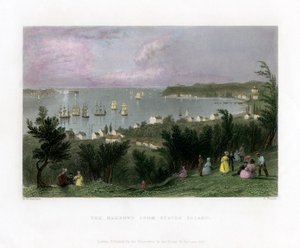 The Narrows visto da Staten Island, New York, USA, 1837 da E. Finden