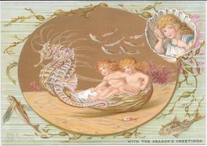 Una cartolina di Natale vittoriana di due bambini d