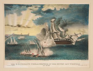 La fregata americana Philadelphia sugli scogli al largo di Tripoli (Dal U.S. Military Magazine Army and Navy, Vol. II)
