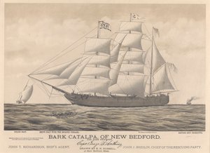 Bark Catalpa di New Bedford, barca della polizia, barca della nave e nave britannica Georgette da E. N. Russell