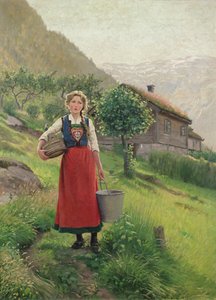 Ragazza al pascolo estivo di montagna