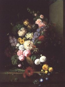Natura morta di fiori e uva, 1843