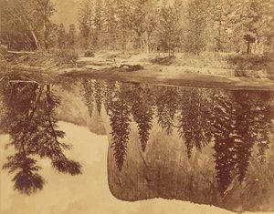 Tutokanula.  Valle dello Yosemite.  (Il Grande Capo) - "El Capitan" - Riflesso nella Merced. da Eadweard J. Muybridge