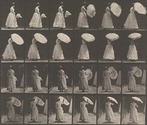 Donna che apre un parasole da Eadweard Muybridge