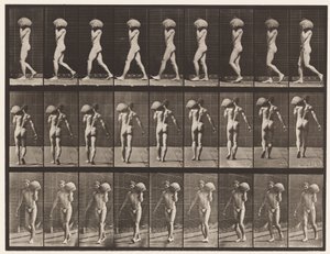 Camminare, portare una pietra di 75 libbre sulla spalla sinistra da Eadweard Muybridge