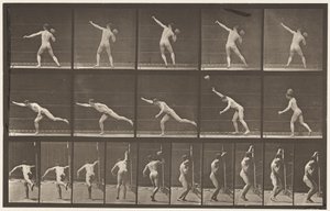 Sollevare una roccia da 20 libbre, 1885 da Eadweard Muybridge