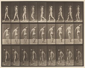 Piatto 31. Camminando, portando una pietra da 75 libbre sulla spalla destra da Eadweard Muybridge