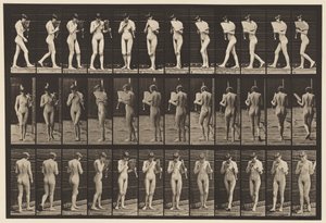 Piastra 46. Camminare, sventolare un ventaglio e girarsi da Eadweard Muybridge