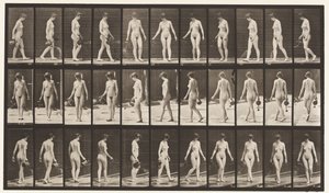 Tavola 51. Camminare e girarsi, usando un annaffiatoio da Eadweard Muybridge
