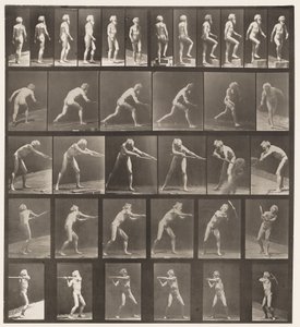 Camminare, salire un gradino, lanciare un disco (tavola 521) da Eadweard Muybridge