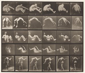 Tavola 522. A, 97 salto; B, 98 capriola; C, 98 salto mortale da Eadweard Muybridge