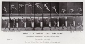 La figura umana in movimento: Atleta, salto in alto con torsione da Eadweard Muybridge