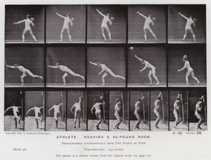 La figura umana in movimento: Atleta, che lancia una roccia di 20 libbre da Eadweard Muybridge