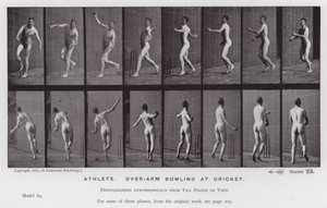 La figura umana in movimento: Atleta, lancio sopra il braccio nel cricket da Eadweard Muybridge
