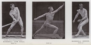 La figura umana in movimento: Baseball, palla bassa; Baseball, errore da Eadweard Muybridge