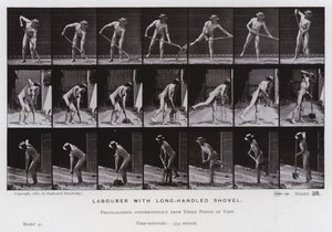 La figura umana in movimento: Lavoratore con pala a manico lungo da Eadweard Muybridge