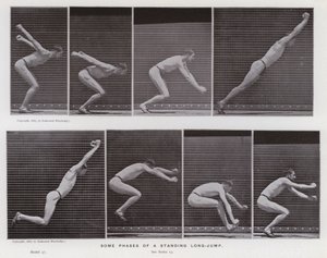 Figura umana in movimento: Alcune fasi di un salto in lungo da fermo da Eadweard Muybridge