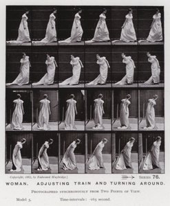 La figura umana in movimento: Donna, che aggiusta il treno e si gira da Eadweard Muybridge