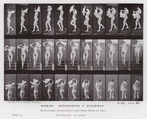 La figura umana in movimento: Donna, scendendo una scala da Eadweard Muybridge
