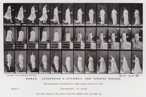 La figura umana in movimento: Donna, scendendo le scale e girando da Eadweard Muybridge
