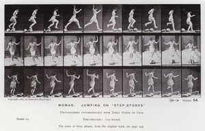La figura umana in movimento: Donna, saltando su "pietre di passaggio" da Eadweard Muybridge