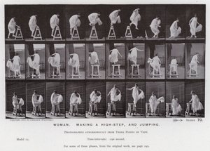 La figura umana in movimento: Donna, facendo un passo alto e saltando da Eadweard Muybridge