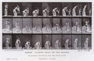 La figura umana in movimento: Donna, mettendo un bambino a terra da Eadweard Muybridge
