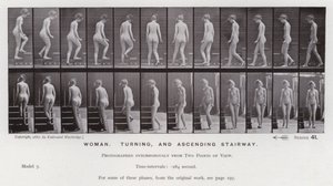 La figura umana in movimento: Donna, girando e salendo le scale da Eadweard Muybridge
