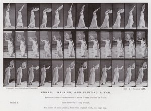 Figura umana in movimento: Donna che cammina e sventola un ventaglio da Eadweard Muybridge