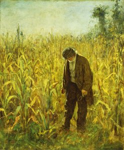 Uomo in un campo di grano da Eastman Johnson