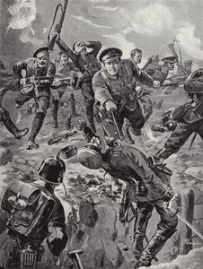 Il caporale Joseph Davies e otto uomini che respingono con le baionette un gruppo di tedeschi che li aveva circondati, Delville Wood, Francia, 20 luglio 1916 da Edgar Alfred Holloway