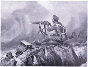 Il Soldato Lynn morente per avvelenamento da gas, serve una mitragliatrice e respinge un attacco tedesco. Ypres aprile 1915 da Edgar Alfred Holloway