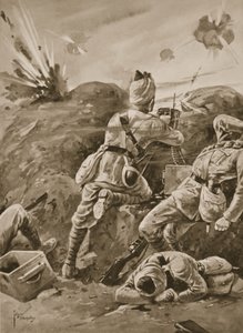Il sepoy Khudadad che manovra una mitragliatrice dopo che il resto del distaccamento è stato ucciso