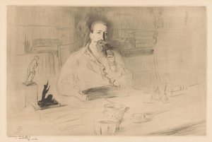 Ritratto di Anatole France alla sua scrivania da Edgar Chahine (signed by artist)
