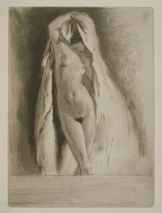 Una donna avvolta in un lenzuolo, illustrazione per 
