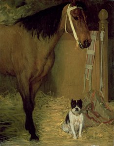 Alla stalla, cavallo e cane, c.1862 da Edgar Degas