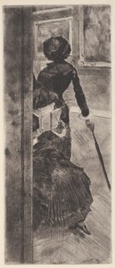 Au Louvre: La Peinture (Mary Cassatt) (acquaforte e acquatinta) da Edgar Degas